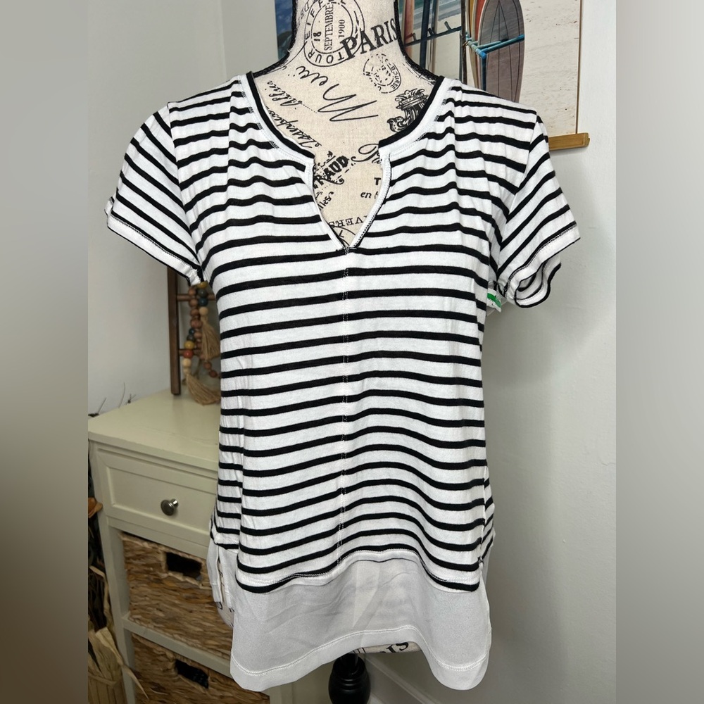 Brand New-Sanctuary Striped Split V-Neck Top